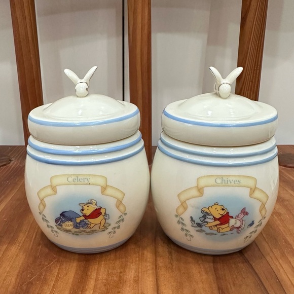 Set of 2 LENOX Disney The Winnie The Pooh Pantry Spice Jar Set Celery&Chives - Picture 1 of 7